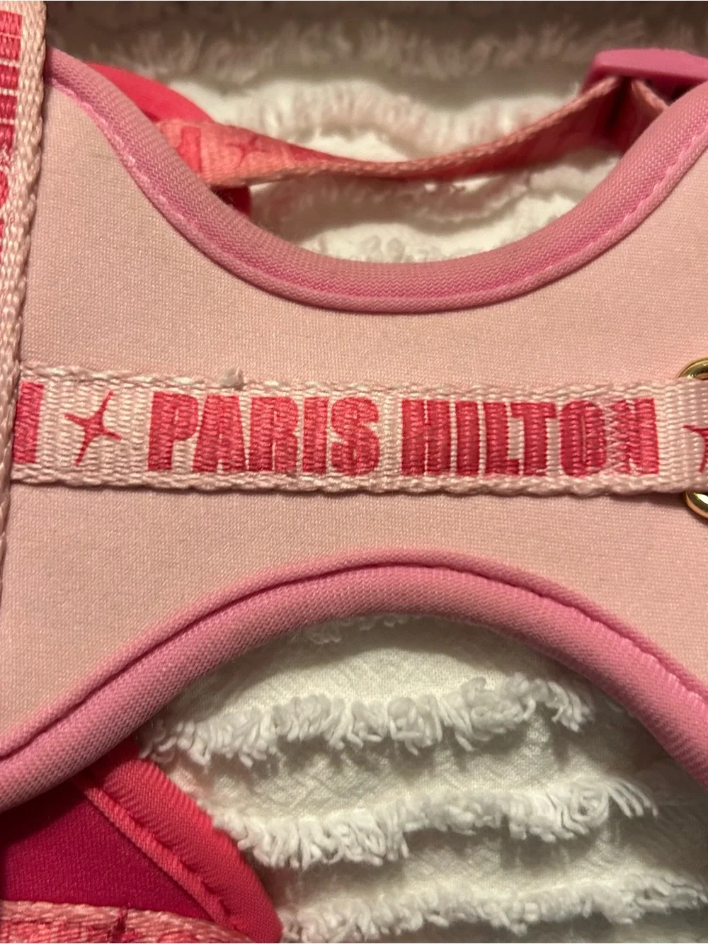 Paris Hilton Set of 2 Dog Harness Pink Logo NeopreneI Small Dog Y2K Glam 12”